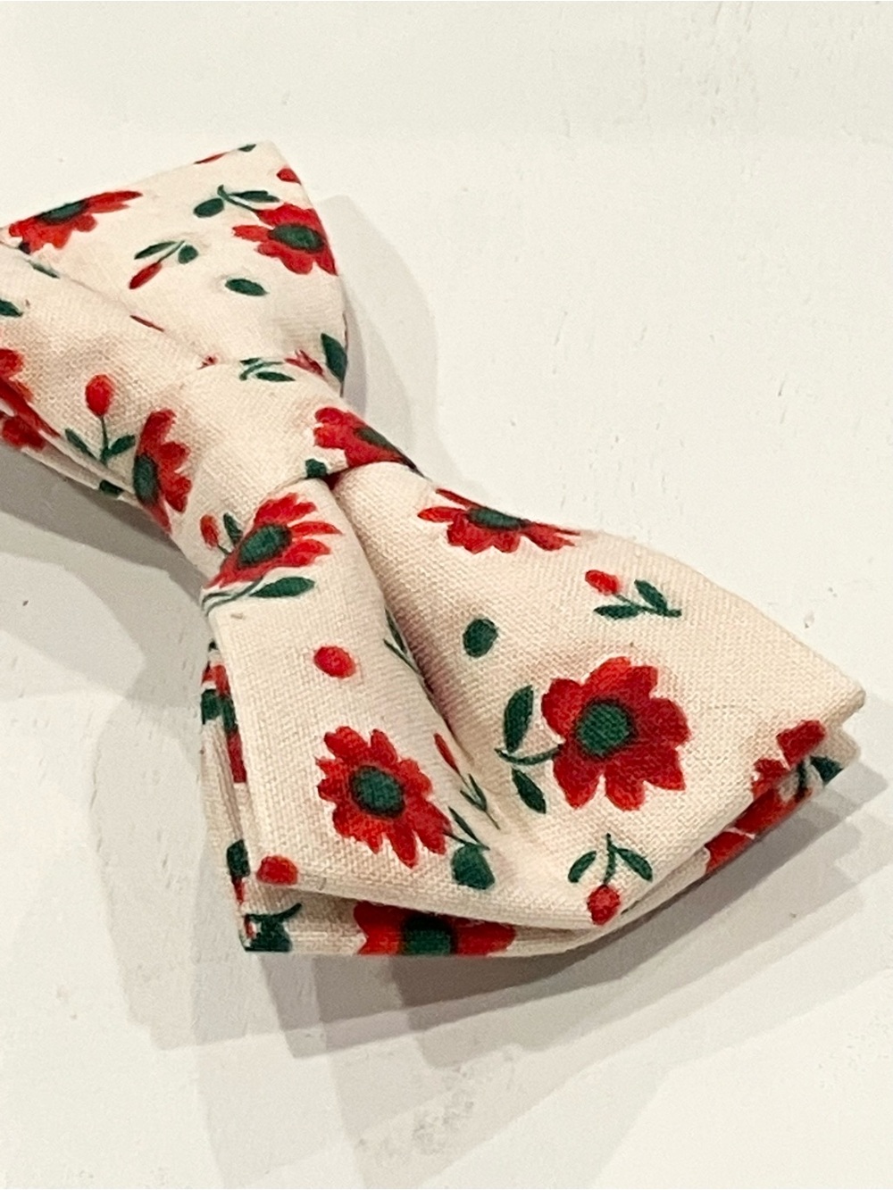 Pet Bowtie in Red & Green Floral - Picture 2 of 3